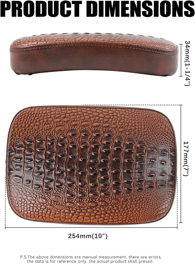 DREAMIZER Motorcycle Rectangular Pillion Passenger Pad Seat Universal Crocodile Style Brown Solo Seat Leather Pillon 8 Cushion Compatible with Most of the Harley Motorcycle,Cruiser,Chopper,Custom - Image 5